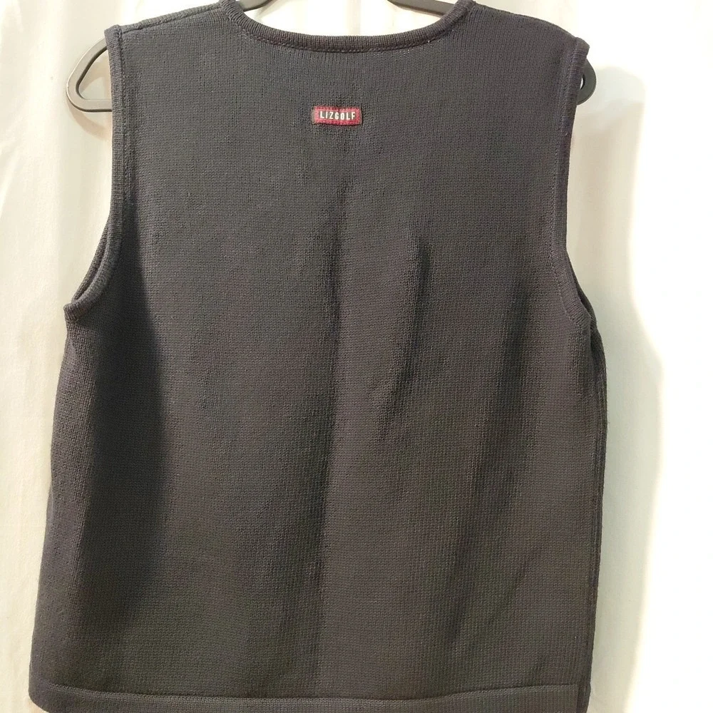 Vintage Liz Sweater Vest Women's M  Golf Scene Knitted Scene V-Neck Retro Preppy